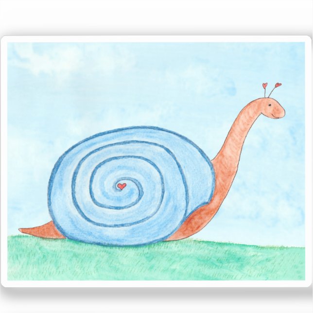 Adesivo Caracol Com Uma Concha Azul (Frente)