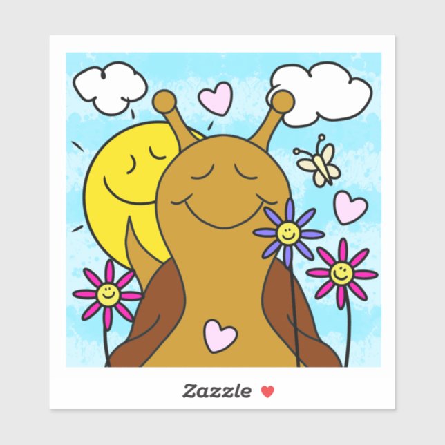 Adesivo Caracol Cortado Enviando Sorrisos Primavera | Vini (Folha)