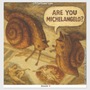 Adesivo Caracol Curioso & Paródia de Michelangelo Cartoon 