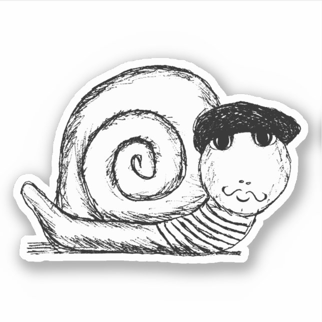 Adesivo Caracol francês Escargot Sketch (Frente)