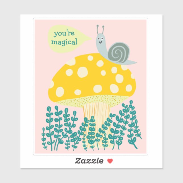 Adesivo Caracol Whimsical em Magical Mushroom CUSTOM (Folha)