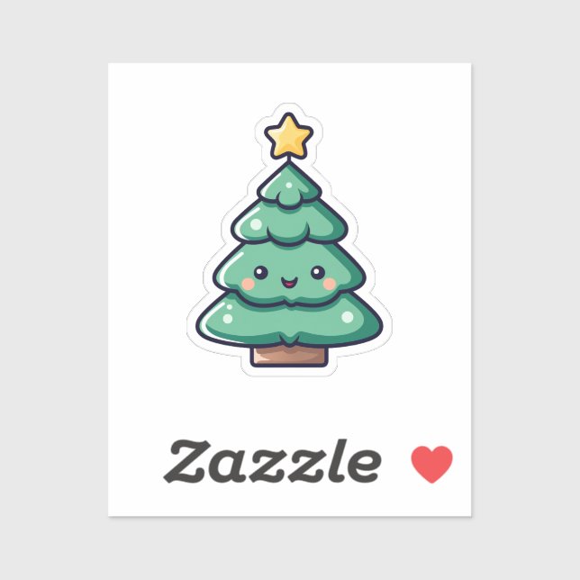 Adesivo Caractere de Árvore de Natal Bonita Adorável (Folha)