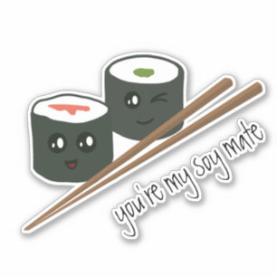 Adesivo Caractere Kawaii do viciado em Sushi, Soy Mate Cut