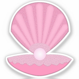 Adesivo Carapaça de ostra e pérola de menina rosa