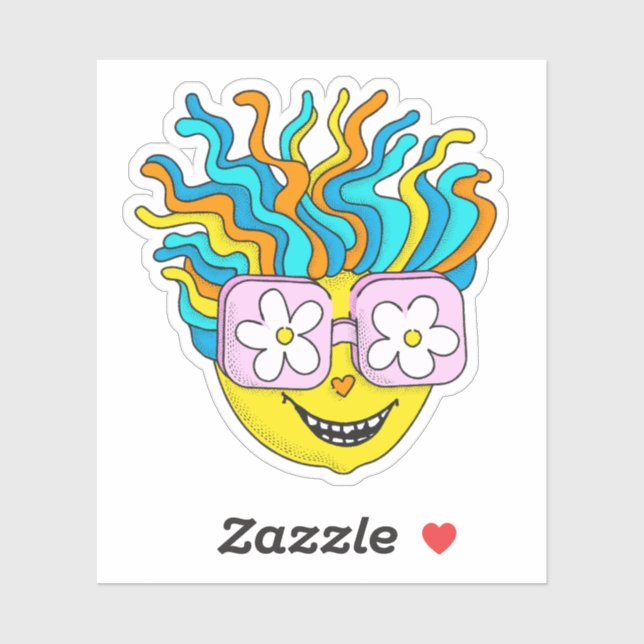 Adesivo Caráter engraçado sorridente com óculos cor-de-ros (Folha)