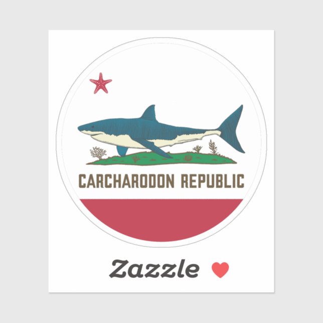 Adesivo Carcharodon Republic California Flag White Shark (Folha)