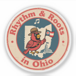 Adesivo Cardeal Quirky Midwest Pride com a bandeira de Ohi