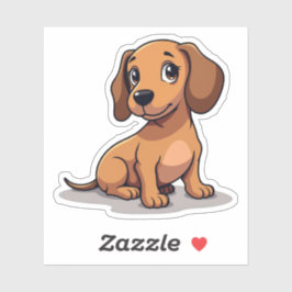 Adesivo Cardíaco, Adorável Dachshund Kawaii, Pequeno