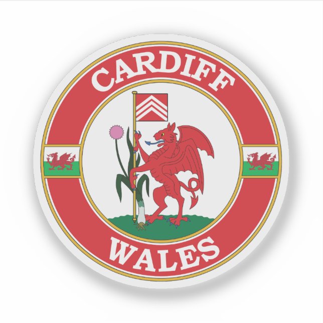 Adesivo Cardiff Wales Circle Emblem (Frente)