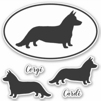Adesivo Cardigan Welsh Corgi Silhouettes Vinyl Sticker Set
