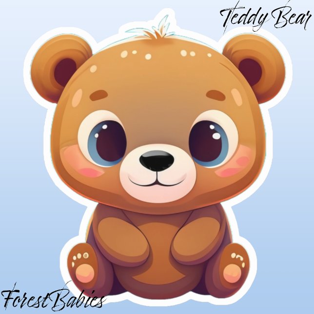 Adesivo Caricatura Animal 🧸 Gráfico de Urso de Urso Adorá (Teddy Bear ForestBabies Sticker)