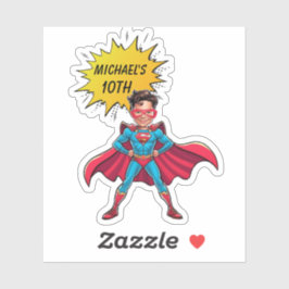 Adesivo Caricatura de super-heróis vermelho e amarelo vibr