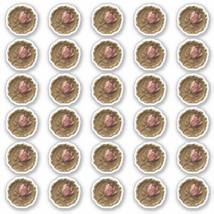 Adesivo Carimbo de cera azul Envelope Selo Dourado Flor Ro