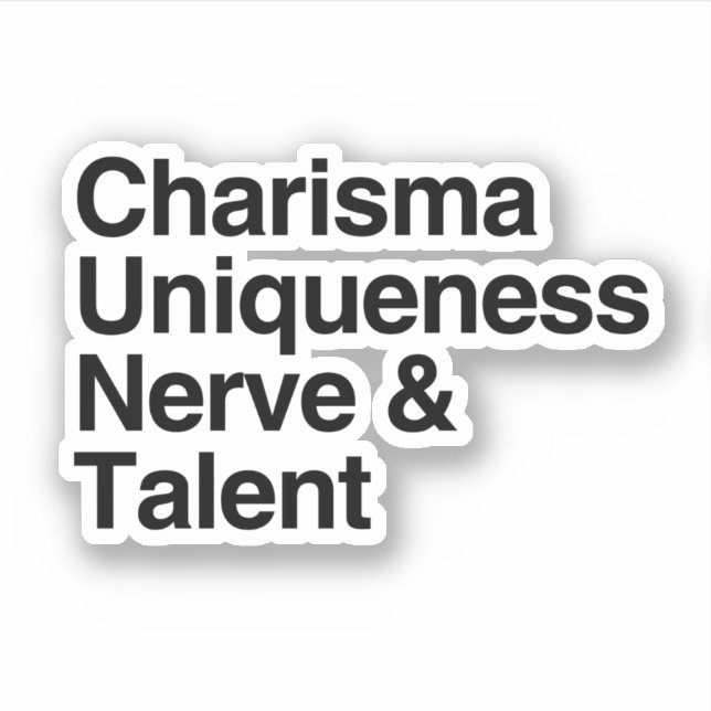 Adesivo Carisma Unicidade Nervo Talento (Frente)