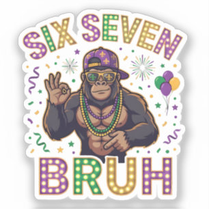 Adesivo Carnaval Six Seven Bruh gorila 6 7 Meme