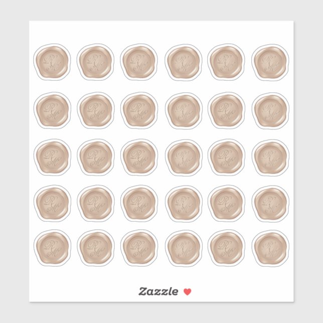 Adesivo Carnes de cera de Rosa Dourada monogramas (Folha)