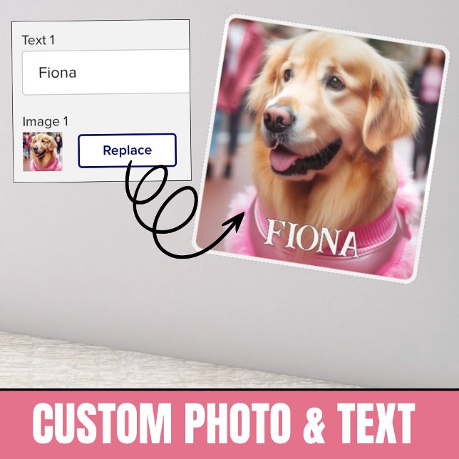 Adesivo Carregar Dog Personalizado ou Pet Photo Add Name G (Upload Personalized Dog or Pet Photo Add Name Gift Sticker.)