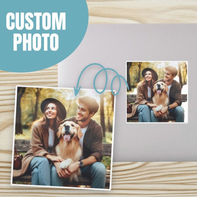 Adesivo Carregar Foto de Pet Personalizada da Família (Upload Customized Family Pet Photo Sticker.)