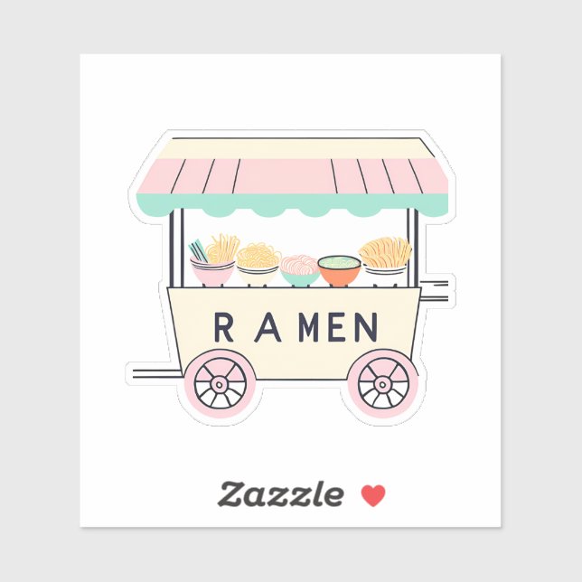 Adesivo Carrinho de ramen pastel fofo (Folha)