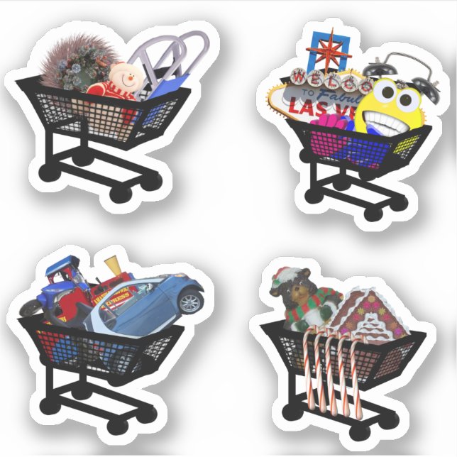 Adesivo Carrinhos de COMPRO de Livro de Sucata (Frente)