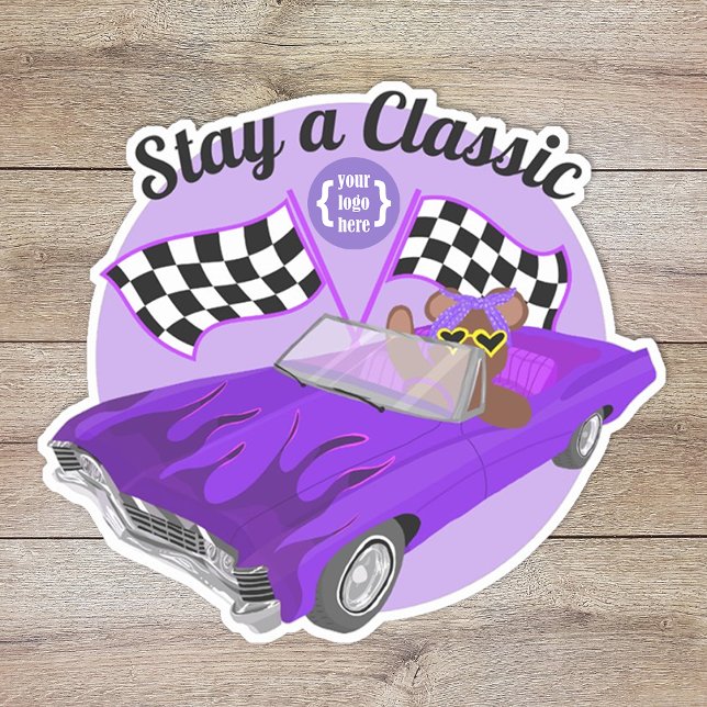 Adesivo Carro Clássico Conversível Roxo, Sinalizadores Ver (logo promotional purple car show car club girl's youth organization fund raiser, purple convertible )