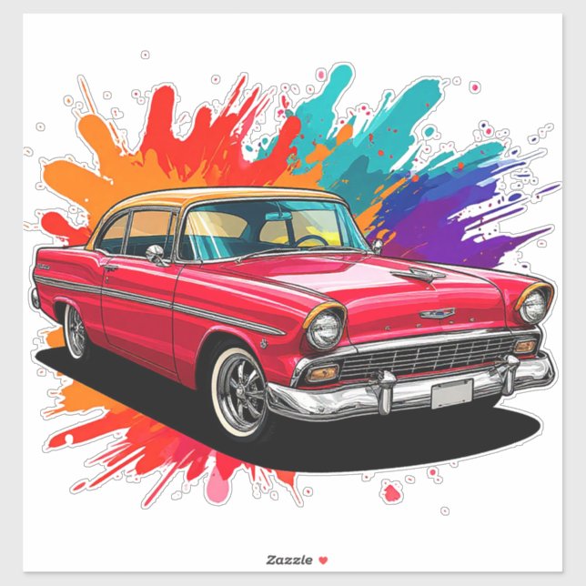 Adesivo Carro Clássico Vintage (Folha)