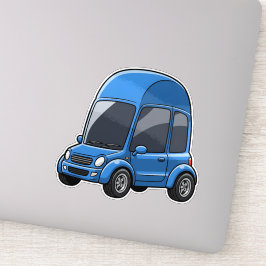 Adesivo Carro de desenho animado com linhas de teto arquea