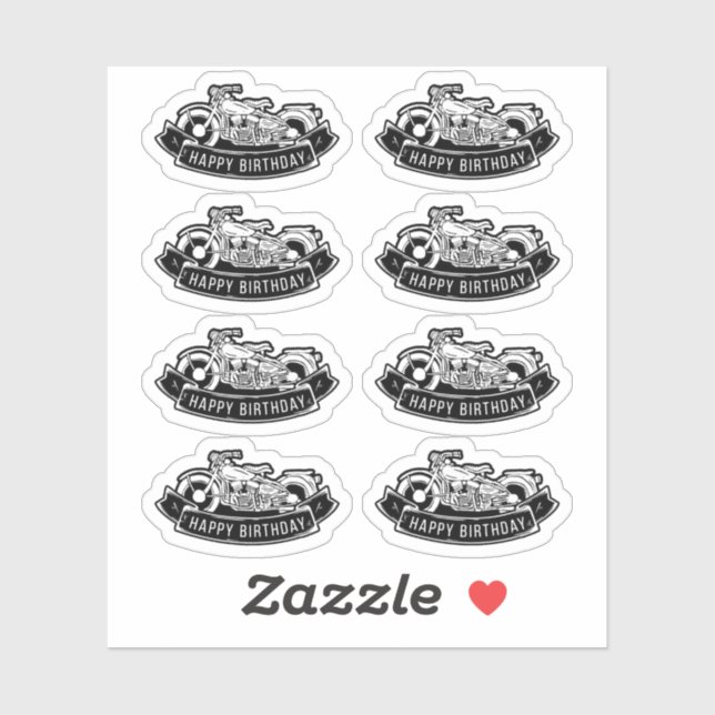 Adesivo Carroçaria Feliz Festa de Aniversário do Motorcycl (Folha)