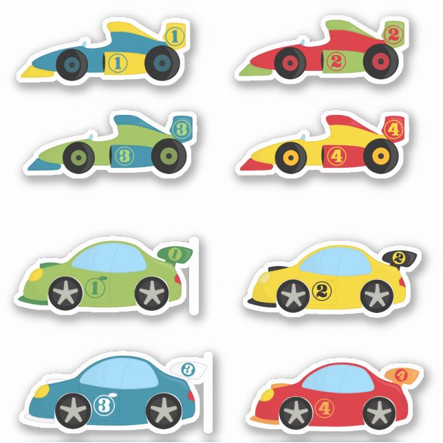 Adesivo Carros de Corrida Coloridos legal (Frente)