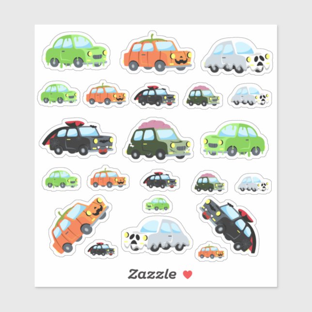 Adesivo Carros temáticos do Dia das Bruxas (Folha)