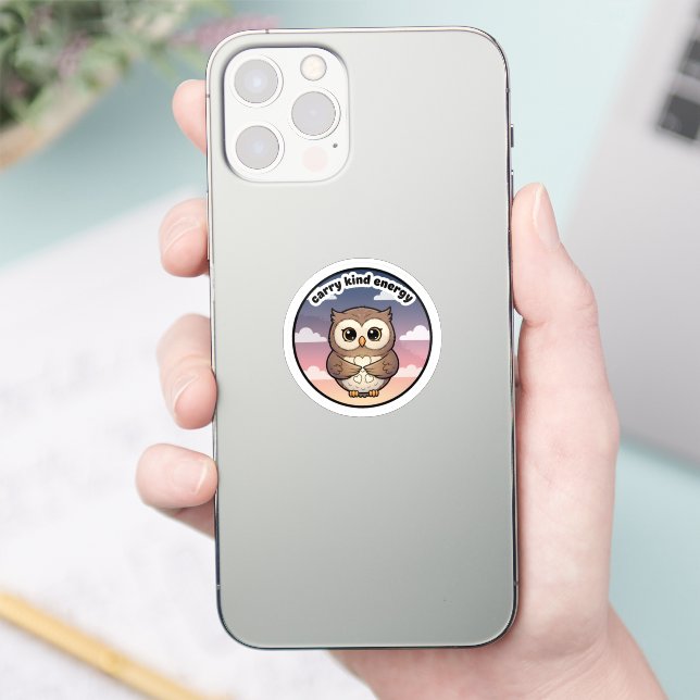 Adesivo Carry Kind Energy Cute Owl Sticker | Aesthetic  (Telefone)