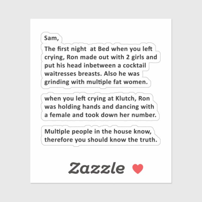 Adesivo Carta anônima a Sammi (Folha)