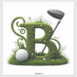 Adesivo Carta B de grama verde com tacos de golfe: Esporte