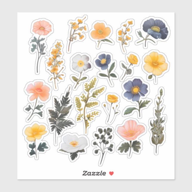 Adesivo Carta de Escritório de Flores de Aquarela (Folha)