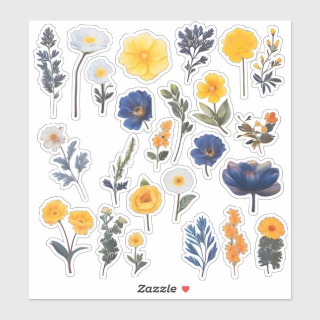 Adesivo Carta de Escritório de Flores de Aquarela (Folha)