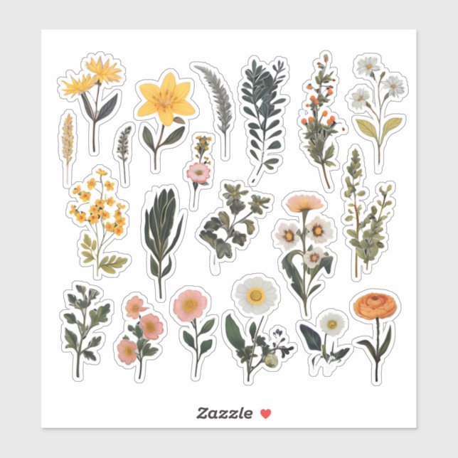 Adesivo Carta de Escritório de Flores de Aquarela (Folha)