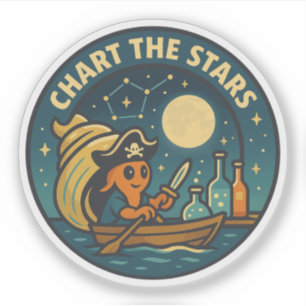 Adesivo Carta do polvo pirata das estrelas