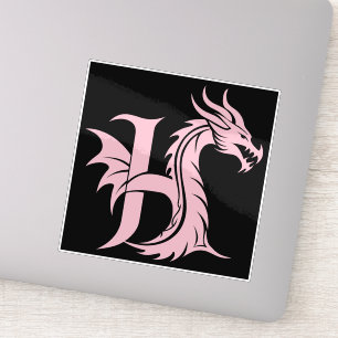 Adesivo Carta Estilizada com Dragão H, Alfabeto de Dragão,