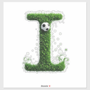 Adesivo Carta I de grama verde com bola de futebol