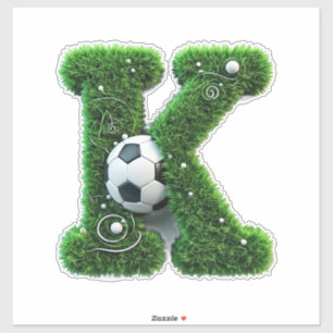 Adesivo Carta K de grama verde com bola de futebol