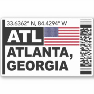 Adesivo Cartão de Embarque ATL Atlanta - Viagens na Geórgi