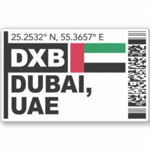 Adesivo Cartão de Embarque DXB Dubai - Viagem Emirados Ára