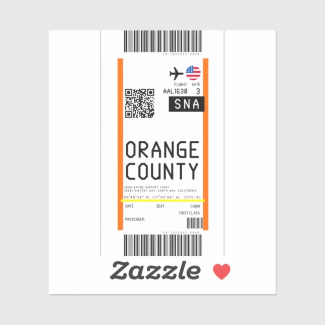 Adesivo Cartão de embarque para a Papai noel Ana (SNA) (Folha)