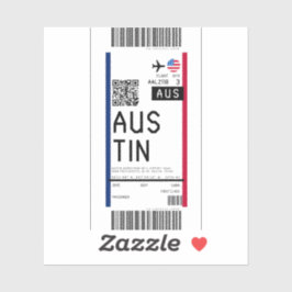 Adesivo Cartão de embarque para Austin (AUS)