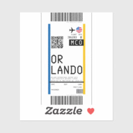 Adesivo Cartão de embarque para Orlando (MCO)