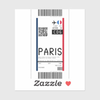 Adesivo Cartão de embarque para Paris (CDG)