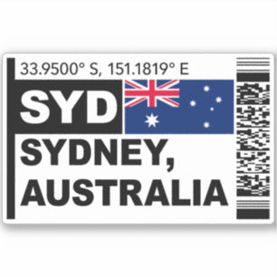 Adesivo Cartão de Embarque SYD Sydney - Viagem pela Austrá