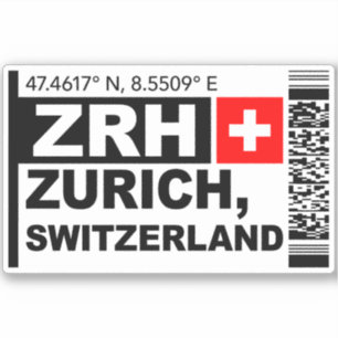 Adesivo Cartão de Embarque ZRH Zurique - Viagens Suíça