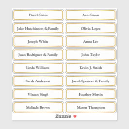 Adesivo Cartão de Local para Nomes de Convidado do ouro
