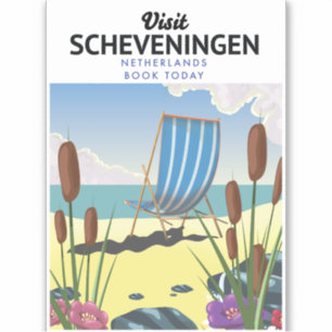 Adesivo cartaz da praia de Scheveningen Holanda